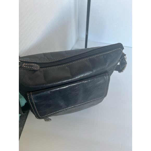 Giani Bernini Black Leather Crossbody Organizer Shoulder Bag Purse - Picture 6 of 13